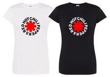 T-SHIRT RED HOT CHILI PEPPERS DONNA MAGLIA MAGLIETTA LOGO - 100% COTONE