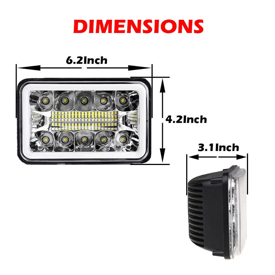 DOT 4PCS 4x6'' LED Headlights Hi/Lo Fit GMC W3500 Forward Isuzu NPR-HD NQR Truck - Image 3 of 4