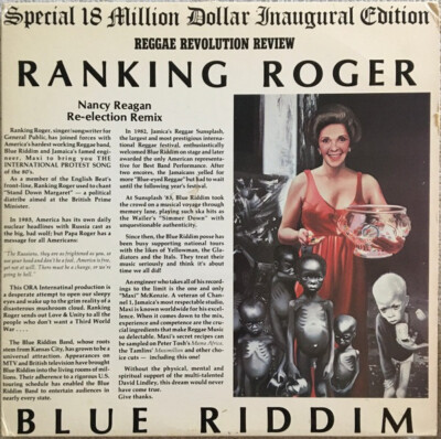 Ranking Roger and Blue Riddim   Nancy Reagan Re-Election Remix, Vinyl 12'', 1985
