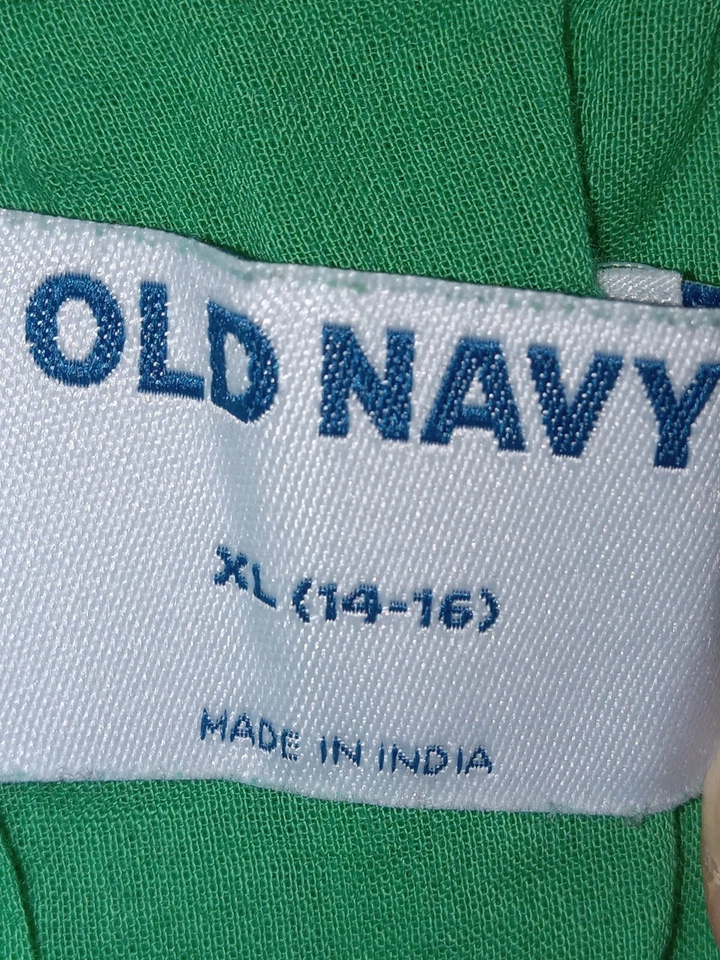 Old Navy Girls Sz XL 14-16 Kelly Green Gauze Sundress Lined Cotton Rayon  - Image 2 of 4