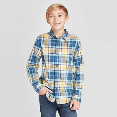 Cat & Jack Boys' Long Sleeve Multicolored Plaid Button-Down Shirt 4-5 XS,  8-10 M | eBay