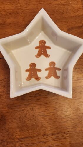 Hartstone Pottery Gingerbread Man and Christmas Holly Star Nuts Candy Bowl Dish - 第 1/4 張圖片