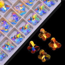 10X K9 Glass Crystal Butterfly Shape Rhinestone Pointback DIY Earring Craft Art