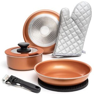 Pots et casseroles en cuivre Ensemble antiadhésif Poignée amovible Cuisin...