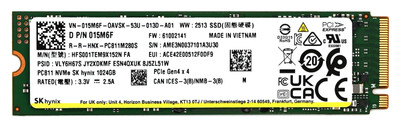 SK Hynix 1TB PC811 M.2 NVMe PCIe Gen4x4 2280 SSD HFS001TEM9X152N