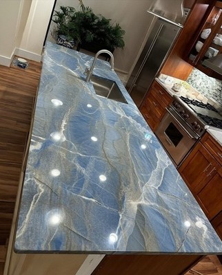 Blue Onyx Kitchen Countertop   Translucent Natural Stone Surface for Luxury Deco