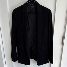 rag bone Women's Black Wool Blend Blazer Size 4 Tailored Single-Breasted