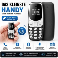 Mini Tastenhandy 16GB Dual SIM Bluetooth Sprachaufzeichnung 0,66" Schwarz
