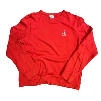 HM Mens Regular Fit Red Lighthouse Embroidered Crewneck Sweatshirt Size M