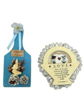 Vintage Lot of 2 Wooden Amish Folk Art Magnets 3.5" Country Cottagecore