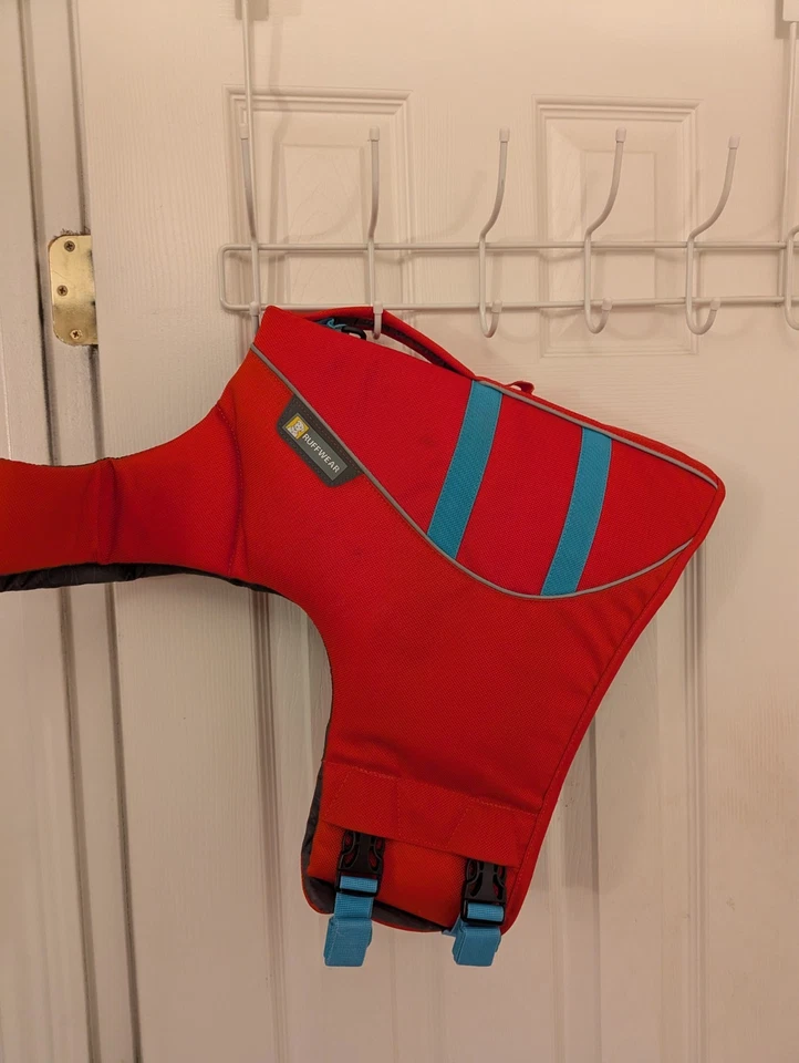 Abrigo flotador Ruffwear para perro, talla grande chaleco salvavidas rojo y azul Foto 3 de 4