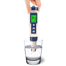 Pool Salt Tester  PH Meter - 5-in-1 Digital TDS Meter for Salinity PH Temp a...