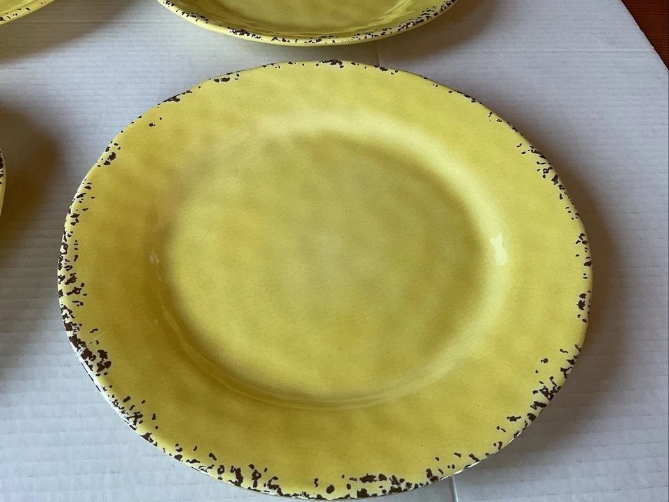 三聚氰胺黄色餐盘 Rustic Crackle TL Mulino 纽约 11 英寸 — 第 2/4 张图片