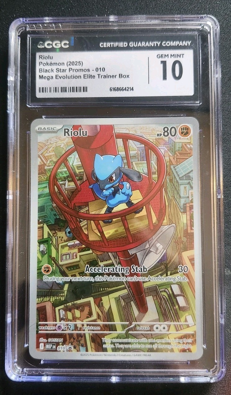 Pokemon TCG - 2025 Mega Evolution - Riolu Black Star Promo 010 - GEM MINT CGC 10