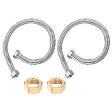 2 Pcs 3/4" x 24" Flexible Stainless Steel Corrugated Water Heater Hose