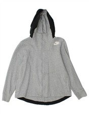 NIKE Womens Zip Hoodie Sweater UK 6 XS Grey Cotton BF03