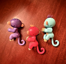 WowWee Fingerlings Monkeys Purple, Pink, Turquoise All Working - Lot of 3