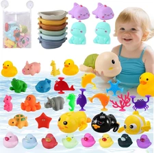 43 PCS Baby Bath Toys for Toddlers Babies,Floating Boat Sea Animals Bulk Floater