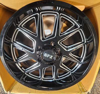 (QTY 1) G-FX TM6 Gloss Black w/Milled Spoke Edges Wheel Rim 18x9 5x127 12mm