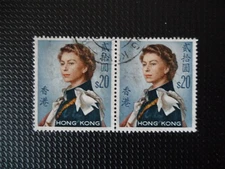 HONG KONG 1962 QEII DEFINITIVES $20 SG210 in pair  FU condition Cat £60 (1)