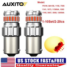 2pcs Auxito 1156 7506 P21w Ba15s Led Red Tail Stop Brake Turn Signal Light Bulbs