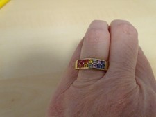 Harry Ivens, Damen Ring, Multicolor  Safire, 925er St. Silber vergoldet, Gr. 18