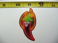 HAPPY FLAMES HOT PEPPER SMALL STICKER DECAL NEON STYLE FUNNY VINYL