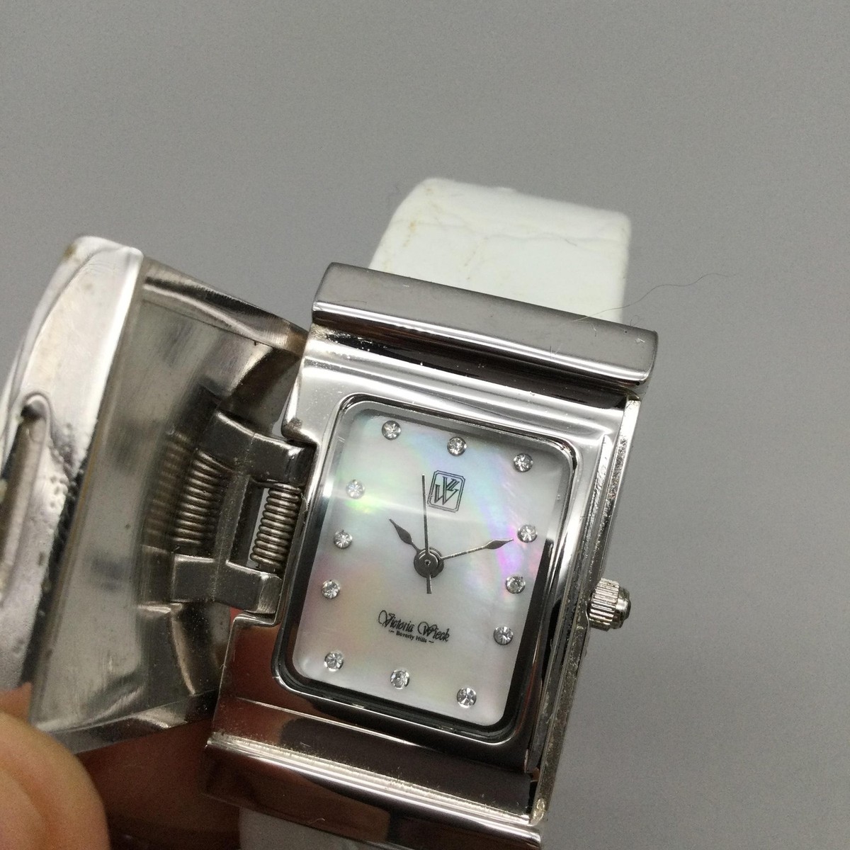 Victoria Wieck Hidden Dial Womens Watch 23mm MOP Dial Open Cuff