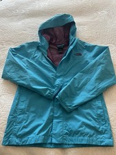 The North Face Dryvent Girls Rain Jacket Size 10/12 Teal Hood Mint EUC