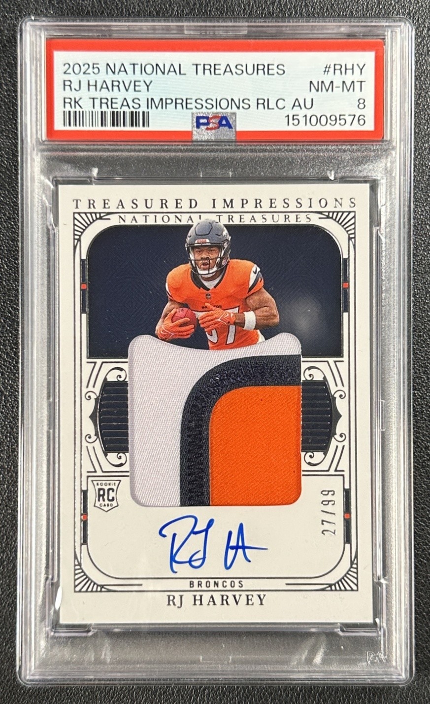 RJ Harvey Panini National Treasures Rookie Treasured Impressions Relic Autograph #RHY Base