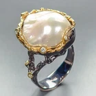 Jewellery Natural Baroque Pearl Ring 925 Sterling Silver Size 8 /R461461