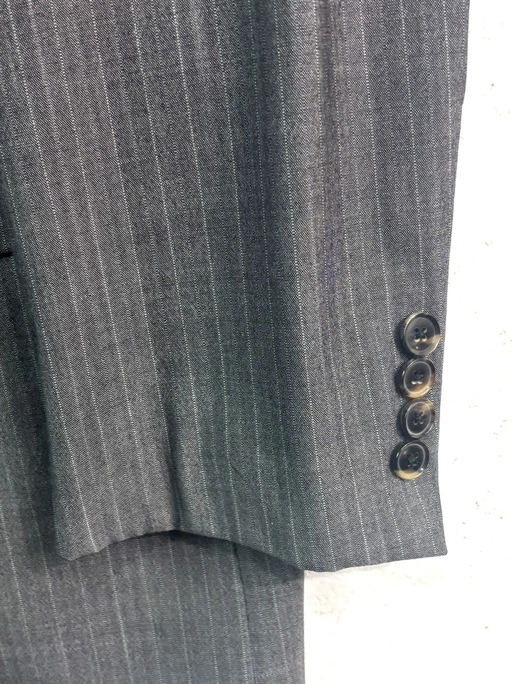 De colección Años 90 Y2K Hugo Boss 44R 36x33 2 piezas Pantalón Traje Scorsese Película EE. UU. Gris Rayas Foto 3 de 4