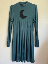 Hot Topic Long Sleeve Ribbed Dress Witchy Witchcraft Moon Cut Lace Outhouse Sz S