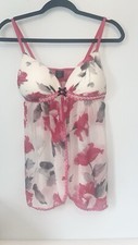 Women s Apt 9 Lingerie Set Size Medium Floral Babydoll white pink thong NWOT