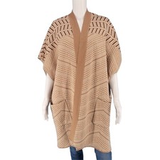 Isaac Mizrahi Live Women's Open Ruana Cardigan Medium Large Sz Beige w Pockets