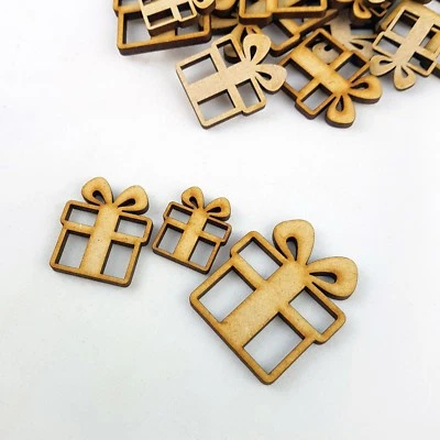 21 x MIX Legno MDF Regali di Natale Forma Artigianale Decorazione Etichette Regali di Natale