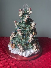 Danbury Mint Dreamsicles Angels Light Up Christmas Tree 2001 Wooden Base 12”