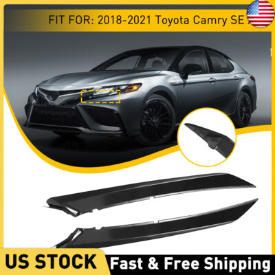 #ad For 2018 2022 Toyota Camry SE XSE Front Headlight Black Eyelid Molding Trim Pair $17.09