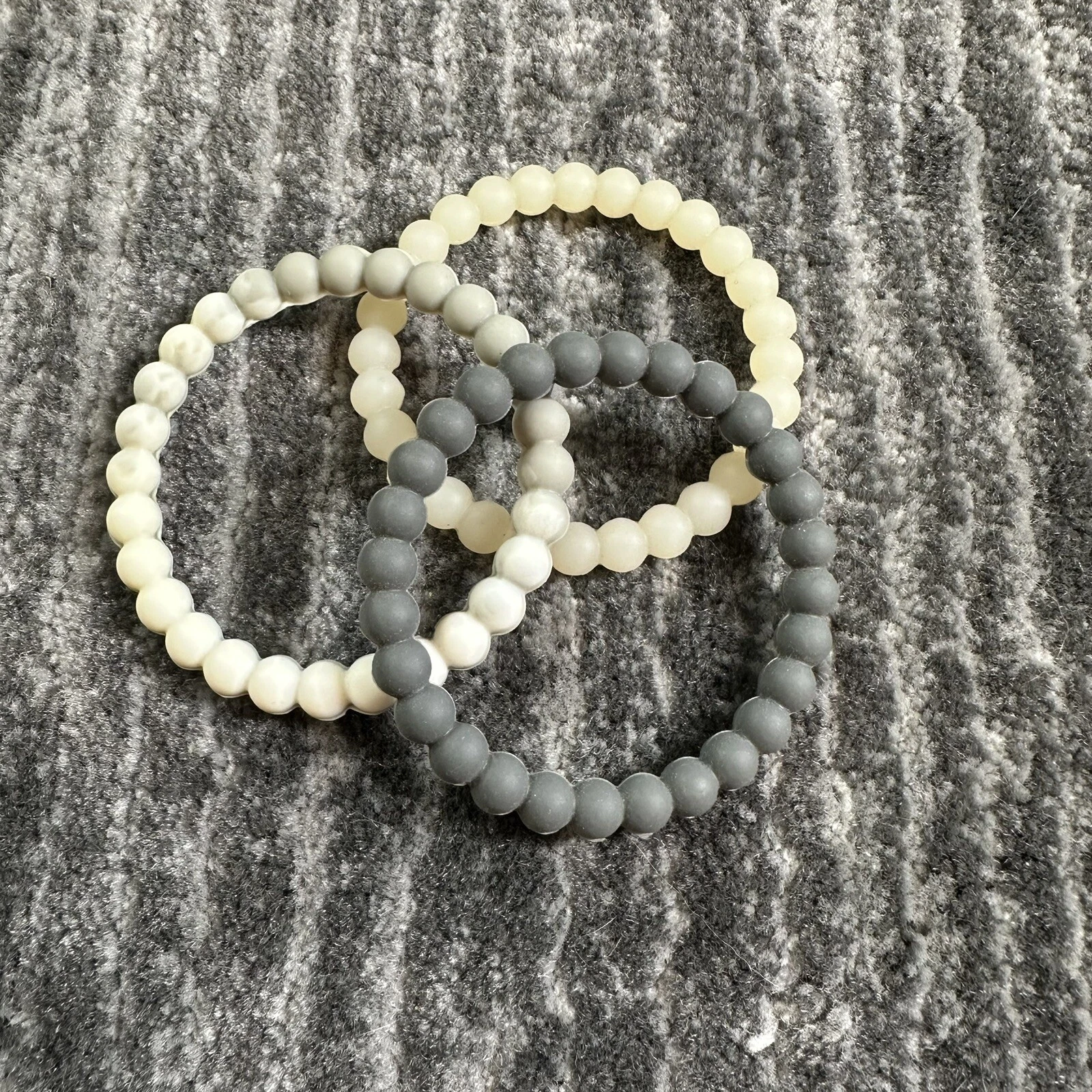 OFF WHITE Bracciale Silicone Confezione 3 Tondo Off Bianco Grigio Off White Semi Traslucido Carino