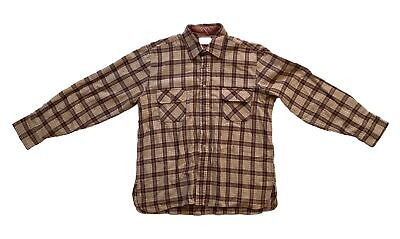 50's 60s Vtg ARROW Sz L Wool Board Plaid Flap Pocket Flannel 50's 60s Vtg ARROW Sz L Wool Board Plaid Flap Pocket Flannel