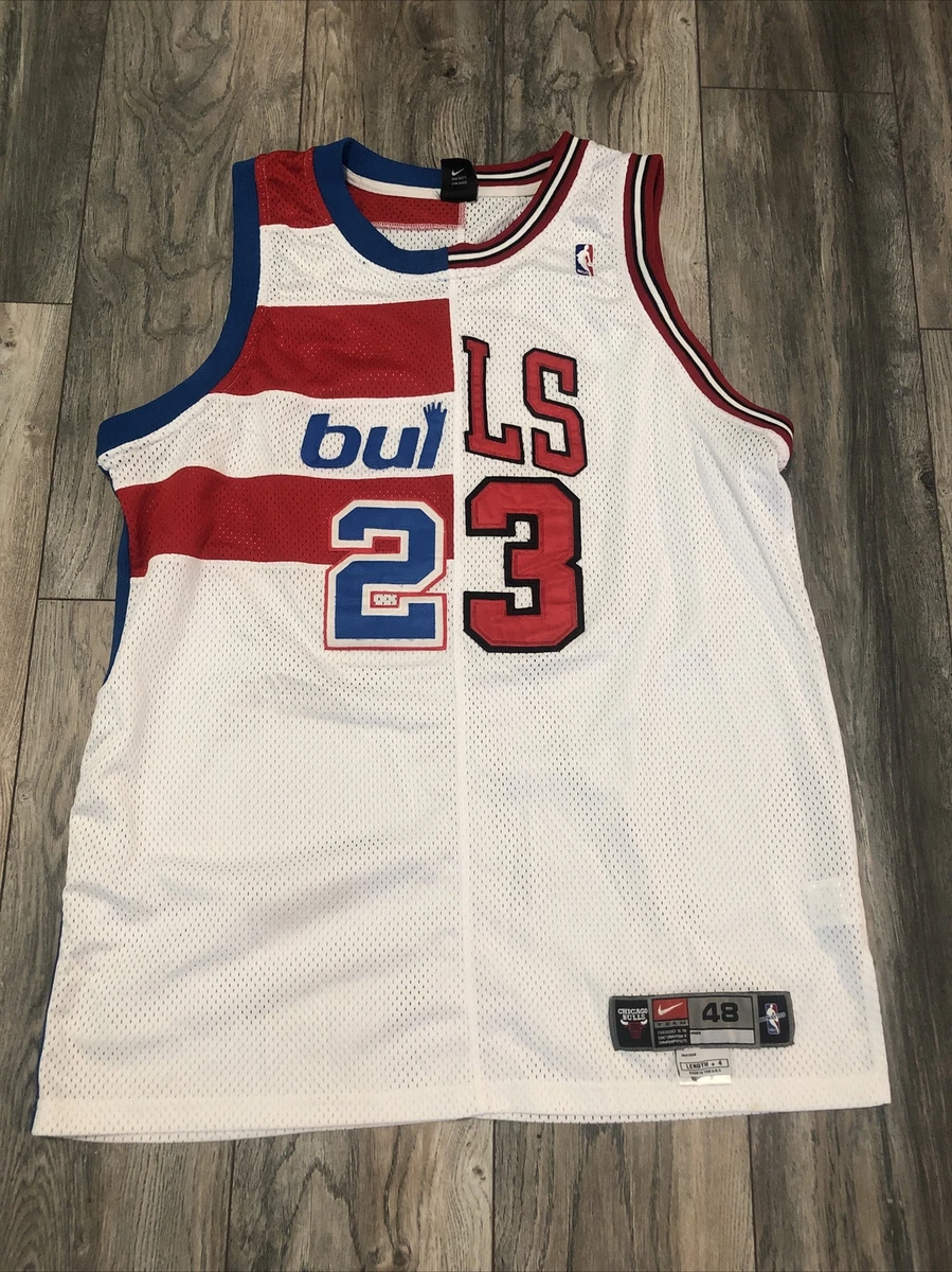 RARE MICHAEL JORDAN NIKE BULLS BULLETS SPLIT JERSEY MADE IN