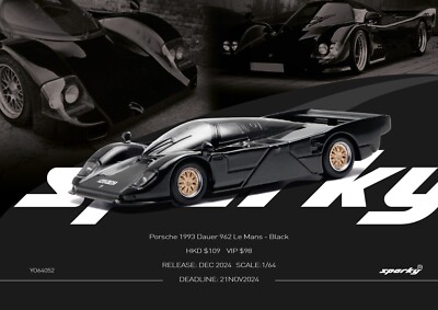 Sparky x TINY 1/64 Porsche 1993 Dauer 962 - Black (Tiny Exclusive) Model Car