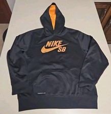Boys Medium Nike SB Hoodie Sweatshirt Therma-Fit Black Orange Dunk XL 13-15