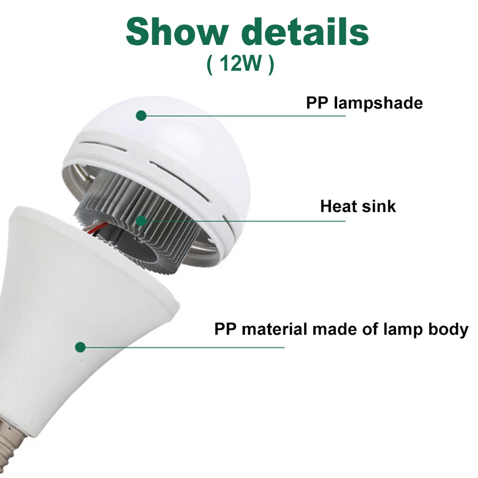 7-12W B22 Rechargeable Emergency LED Light Bulbs Battery Operated In/Outdoor NEW - Image 3 of 4