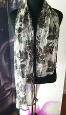 VTG Cejon Scarf 100% Green Brown Floral Colorful Retro 60'' x 10''