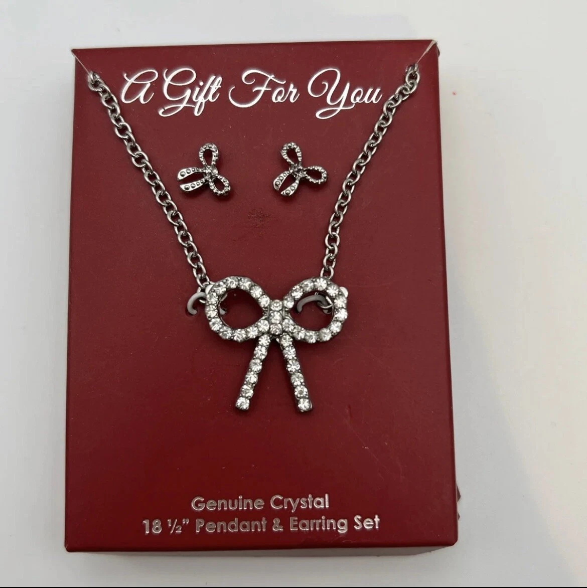 Genuine Crystal 18 1 2 Pendant and Earring Set NWT eBay