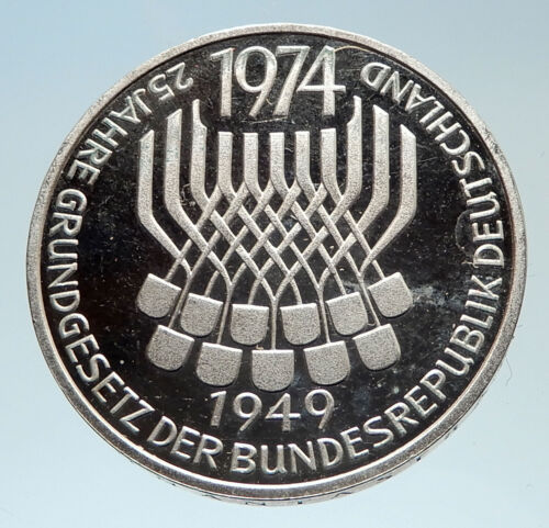 1974 F Proof GERMANY w German Federal Constitution Law Silver 5 Mark Coin i75334 - Picture 1 of 3