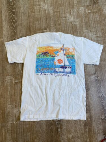 Clemson Tigers Short Sleeve Shirt Sailboat Sailing Nautical Where Tigers play M - Picture 1 of 7