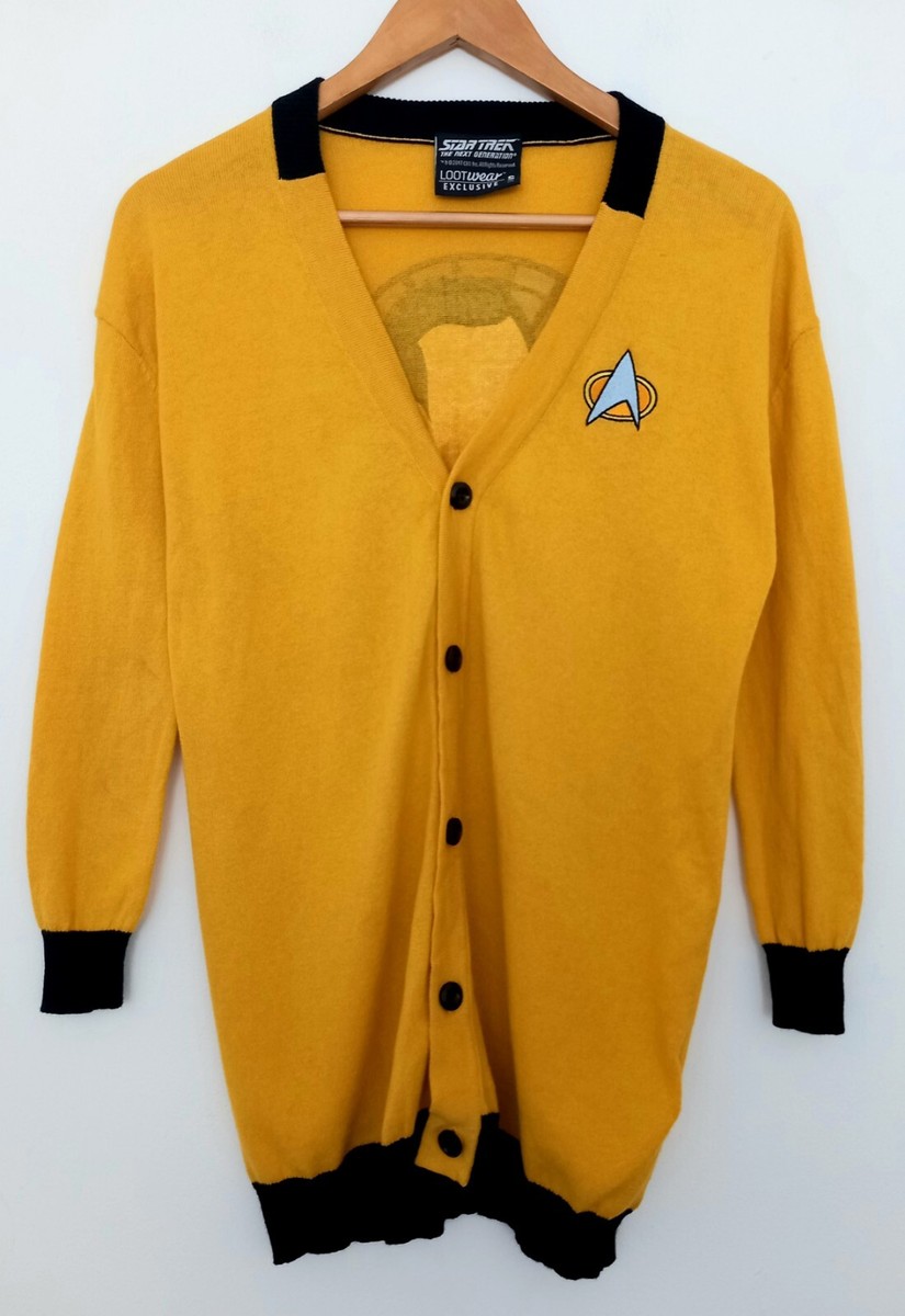 Star Trek Next Generation Lootwear Mens Yellow Cotton Cardigan Small