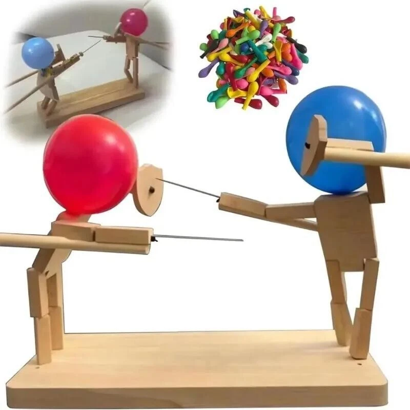 Balloon Bamboo Battle Wooden Bots Battle Game Two-Player Fast-Paced Battle Game - Image 2 of 4